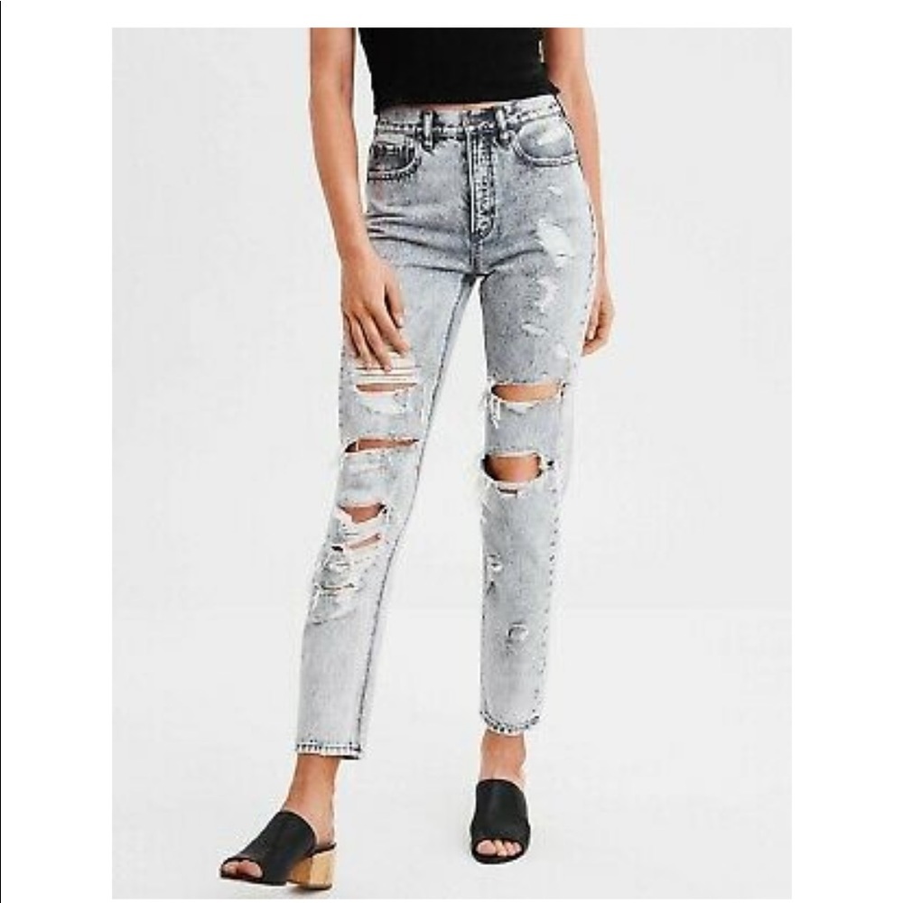 Black acid wash mom Jean